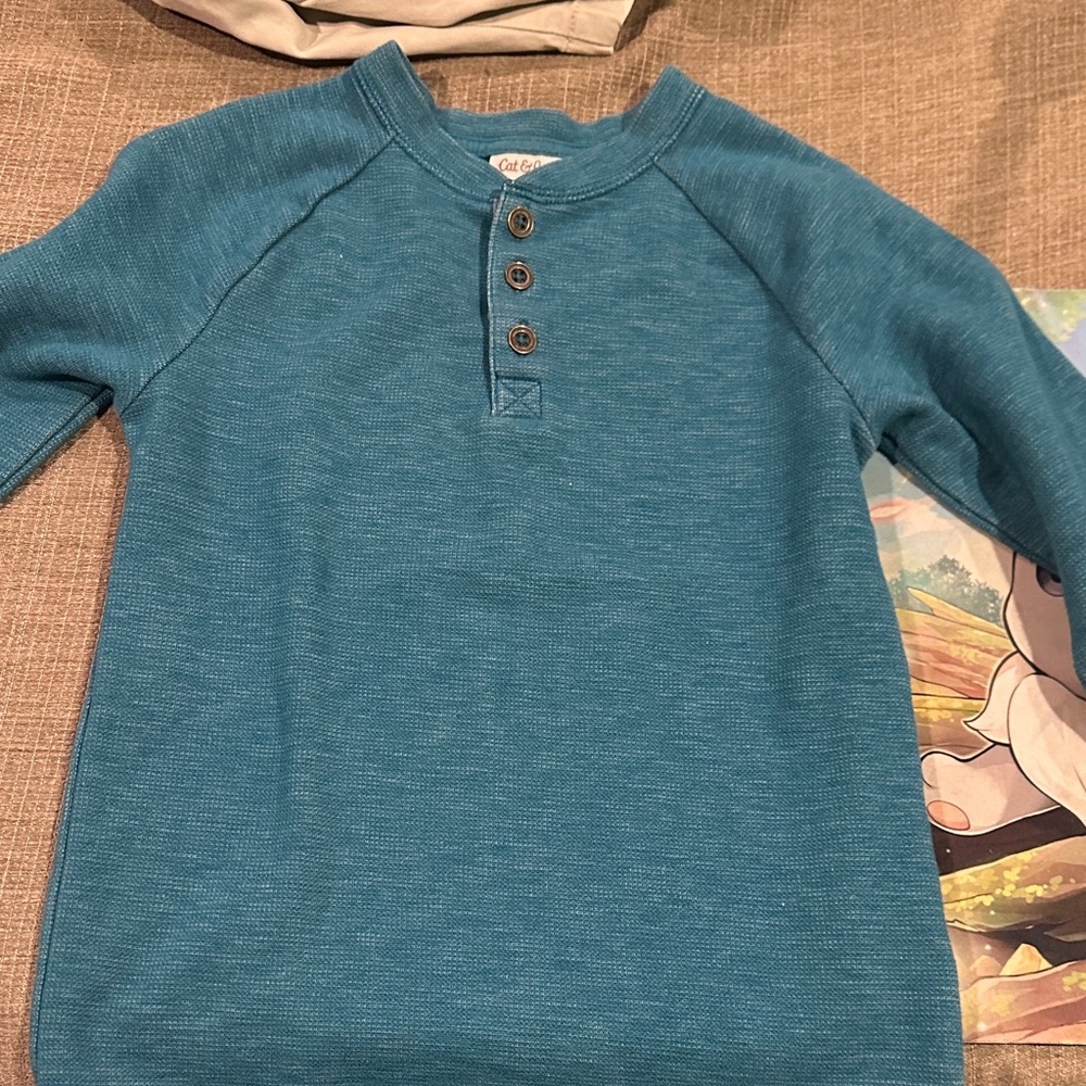 Blue Kids Henley Shirt
